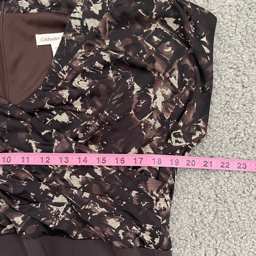 Coldwater Creek Black Midi Dress with Brown-Cream Print Bodice - Picture 5 of 8
